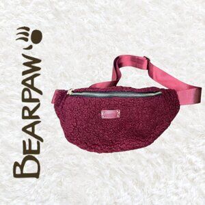 Bearpaw Fanny Pack Bag Shearling Adjustable Fanny Pack Burgundy Dark Red